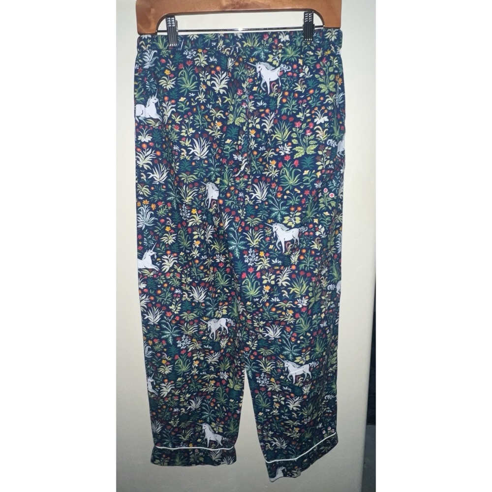 Printfresh Whimsical Unicorn Garden Long Pajama Set in Navy Size Small - Picture 6 of 12